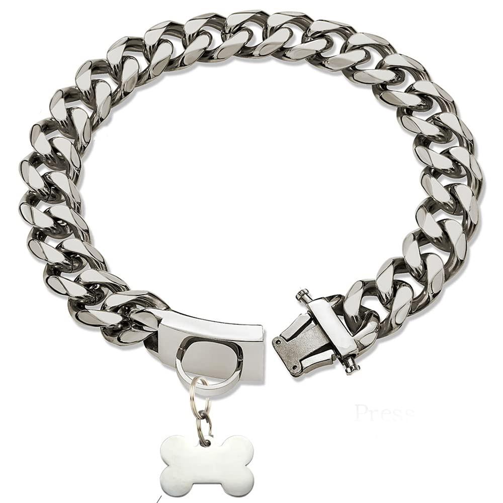 Золотий нашийник для собаки з нержавіючої сталі, ланцюг кубинського плетіння з ID-жетоном у формі кістки, розкішне намисто для домашніх тварин, для малих, середніх та великих собак 28IN(70CM)
Золотий нашийник для собаки з нержавіючої сталі, ланцюг кубинського плетіння з ID-жетоном у формі кістки, розкішне намисто для домашніх тварин, для малих, середніх та великих собак 28IN(70CM)