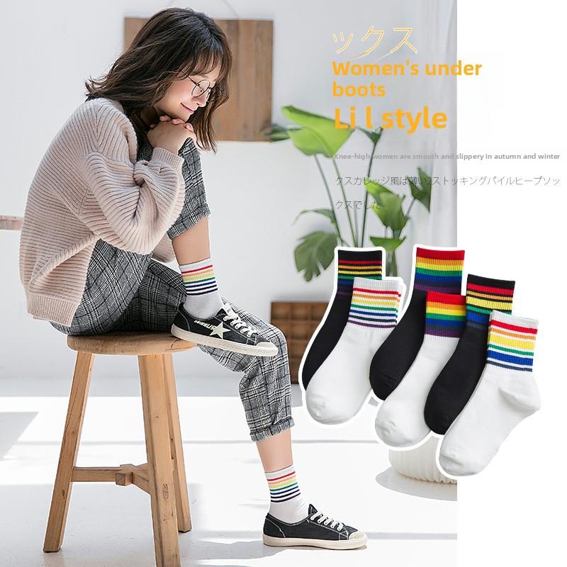 5 Pairs Rainbow Socks Women s Mid-calf Autumn New Cotton College Style Tide Socks Casual Cotton Socks Rainbow Stripes Socks 5 pairs
5 Pairs Rainbow Socks Women s Mid-calf Autumn New Cotton College Style Tide Socks Casual Cotton Socks Rainbow Stripes Socks 5 pairs