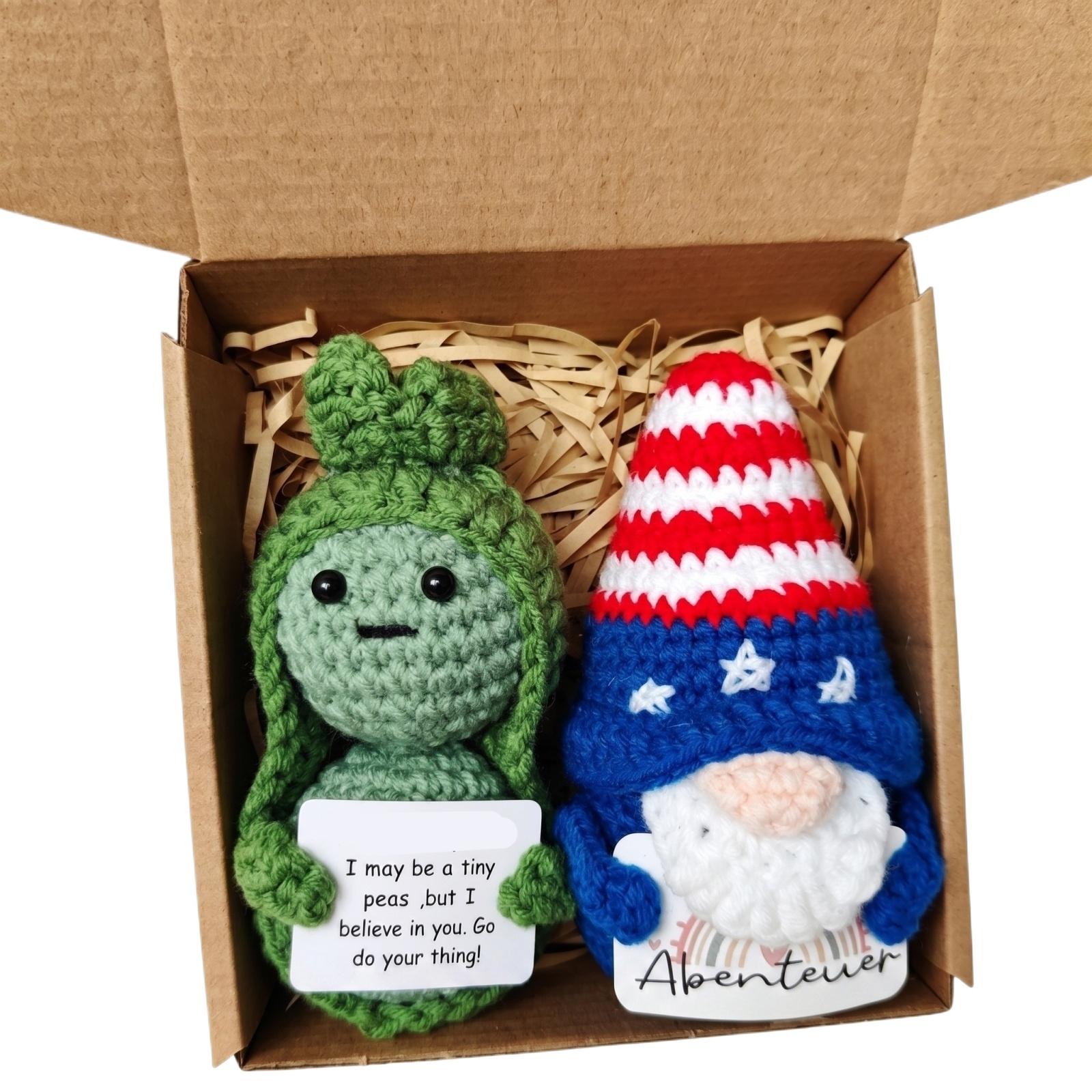 Handmade Crochet Desktop Figurine Set Includes Two Knitted Characters with Inspirational Message and Decorative Tags for Gift Box One Size
Handmade Crochet Desktop Figurine Set Includes Two Knitted Characters with Inspirational Message and Decorative Tags for Gift Box One Size