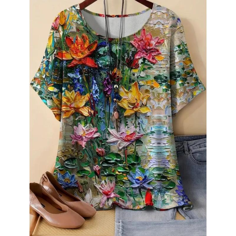 Comfortable Tee Fashion Women s Flower Short Sleeve 3D Flower Color Printing Crew Neck T-Shirt Tops 6XL
Comfortable Tee Fashion Women s Flower Short Sleeve 3D Flower Color Printing Crew Neck T-Shirt Tops 6XL