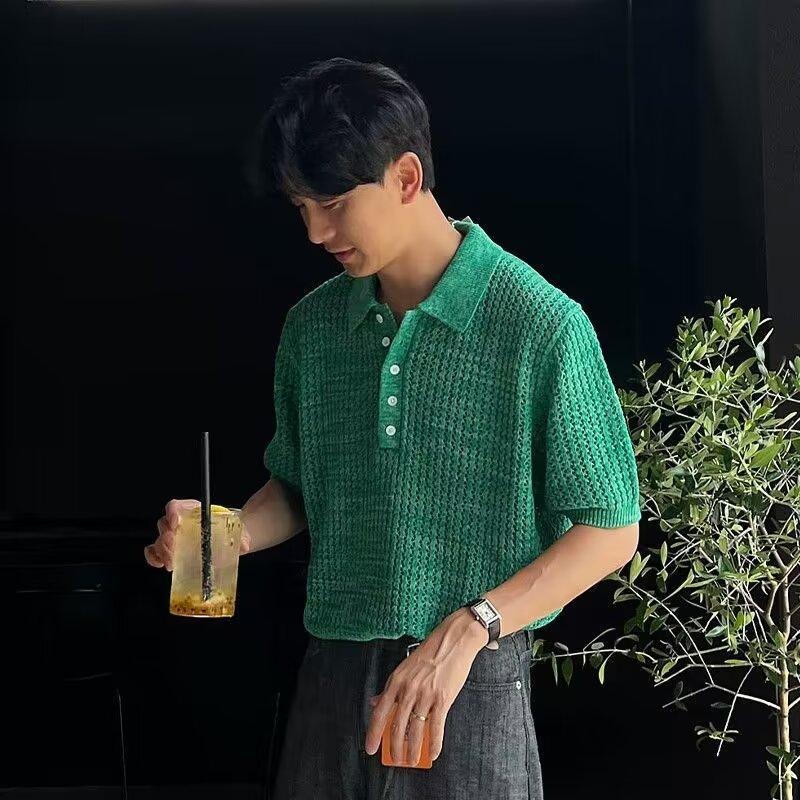 Short-Sleeved Polo Shirt Men S High-End Korean Version Slim-Fitting Lapel Solid Color Casual Thin Half-Sleeved Knitted Top Trendy M
Short-Sleeved Polo Shirt Men S High-End Korean Version Slim-Fitting Lapel Solid Color Casual Thin Half-Sleeved Knitted Top Trendy M