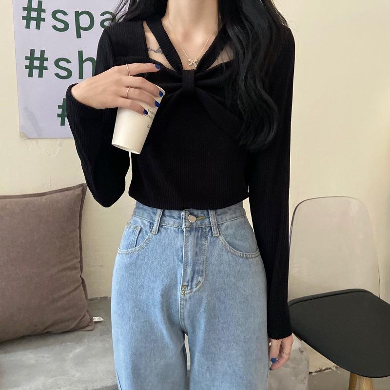 Chic sweet and spicy women s autumn long-sleeved t-shirt design sense age-reducing beautiful foreign-style knitted shirt one size fits all чорний
Chic sweet and spicy women s autumn long-sleeved t-shirt design sense age-reducing beautiful foreign-style knitted shirt one size fits all чорний
