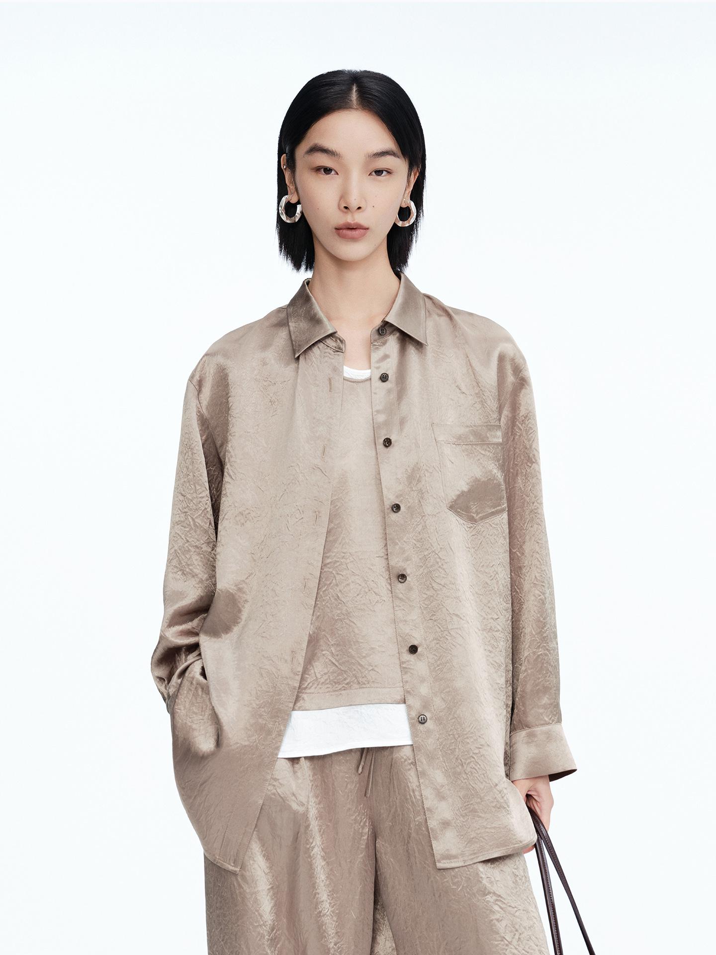 2026 Spring Elegant Satin Square Neck Long Sleeve Shirt for Women - Minimalist Solid Color Acetate Silk Shine Small хаки
2026 Spring Elegant Satin Square Neck Long Sleeve Shirt for Women - Minimalist Solid Color Acetate Silk Shine Small хаки