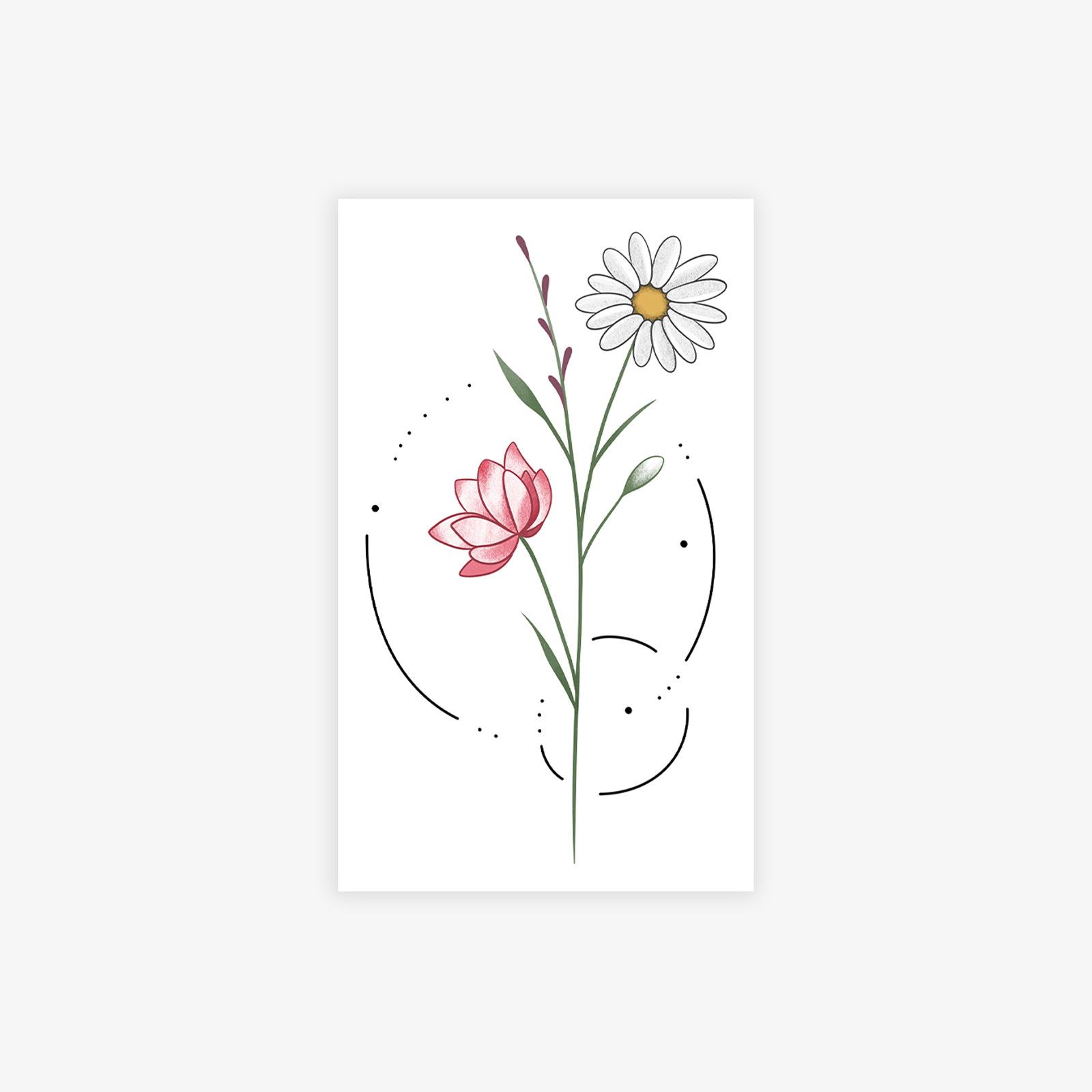 Lotus Daisy Geometric Tattoo Sticker, Watercolor Gradual Change Lasting Waterproof, High Sense Calf Sticker 11*18
Lotus Daisy Geometric Tattoo Sticker, Watercolor Gradual Change Lasting Waterproof, High Sense Calf Sticker 11*18