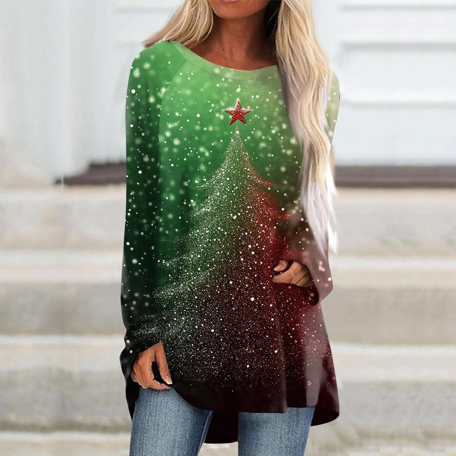 Женская повседневная футболка больших размеров с длинными рукавами и круглым вырезом с рождественским принтом, топ, пуловер L темно-зеленого
Женская повседневная футболка больших размеров с длинными рукавами и круглым вырезом с рождественским принтом, топ, пуловер L темно-зеленого