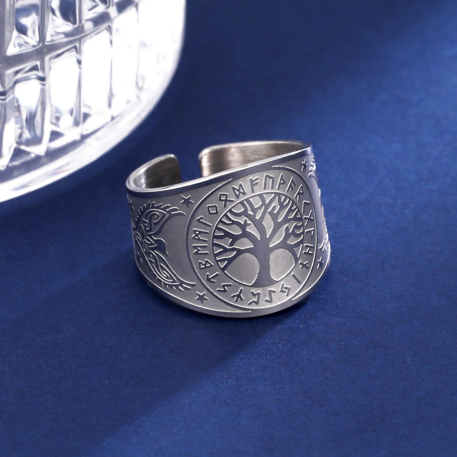 Viking Tree of Life Open Rings for Men Pentagram Triple Moon Goddess Ring Vintage Magic Amulet Wicca Stainless Steel Jewelry 10
Viking Tree of Life Open Rings for Men Pentagram Triple Moon Goddess Ring Vintage Magic Amulet Wicca Stainless Steel Jewelry 10