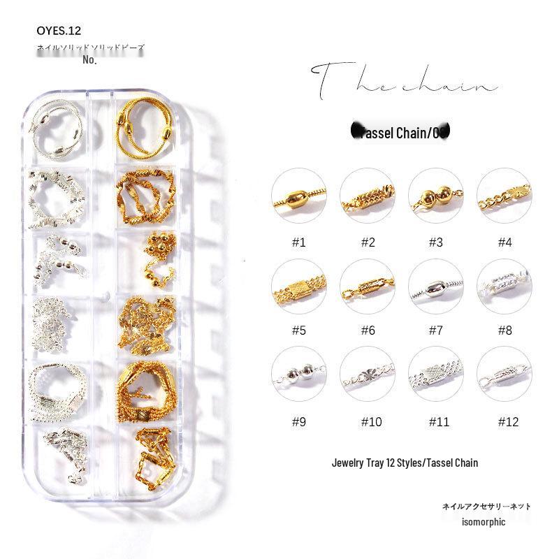 Японский панк набор цепочек для нейл-арта: Толстые и тонкие металлические цепочки с макаронным золотом, серебряными бусинами, кисточкой «рыбий хвост» и тонкими цепочками-замками
Японский панк набор цепочек для нейл-арта: Толстые и тонкие металлические цепочки с макаронным золотом, серебряными бусинами, кисточкой «рыбий хвост» и тонкими цепочками-замками
