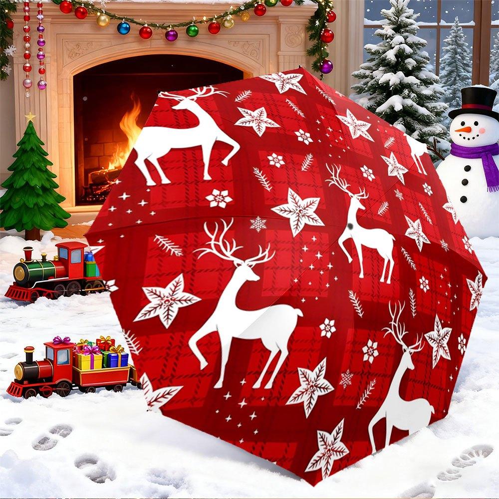 Portable Folding Umbrella with White Deer & Poinsettia Patterns on Red Background - Automatic Open/Close, 8-Rib Sturdy Frame, (as the picture,Iron&8K)
Portable Folding Umbrella with White Deer & Poinsettia Patterns on Red Background - Automatic Open/Close, 8-Rib Sturdy Frame, (as the picture,Iron&8K)