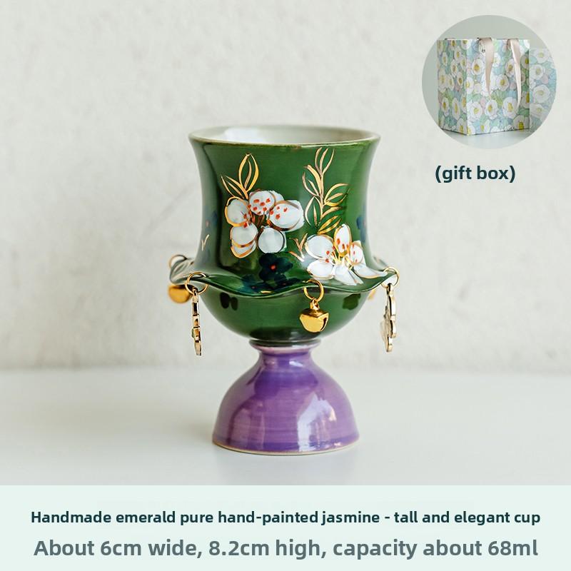 High-legged Teacup Ceramic Handcrafted Emerald Master s Cup Home Hand-painted Jasmine Flower Elegant Teacup High-end Tasting Cup 68ml зелений
High-legged Teacup Ceramic Handcrafted Emerald Master s Cup Home Hand-painted Jasmine Flower Elegant Teacup High-end Tasting Cup 68ml зелений