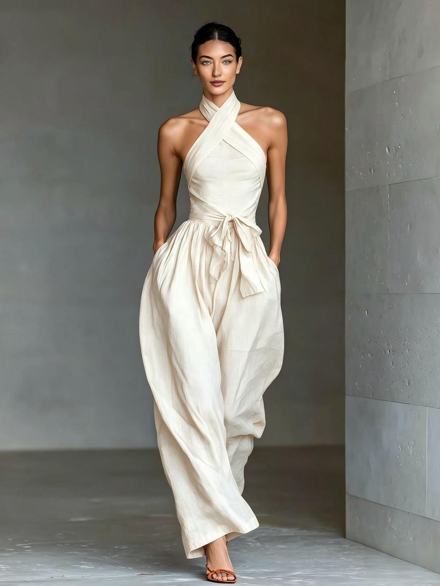 Women s Sleeveless Halter Tie Waist Solid Pocket Cami Pants Long Leggings 2XL білий
Women s Sleeveless Halter Tie Waist Solid Pocket Cami Pants Long Leggings 2XL білий