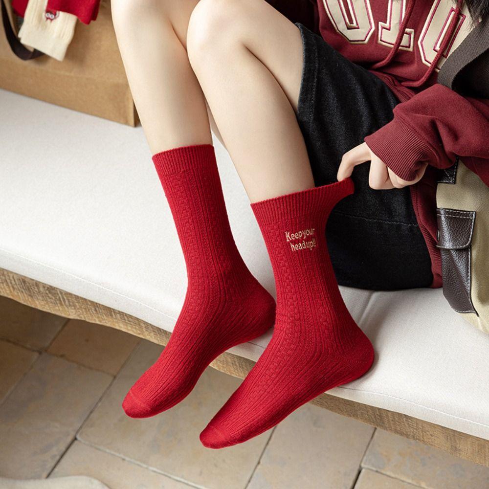 Female Hosiery Good Luck Socks Cotton Middle Tube Socks Simple New Year Red Socks For Women
Female Hosiery Good Luck Socks Cotton Middle Tube Socks Simple New Year Red Socks For Women