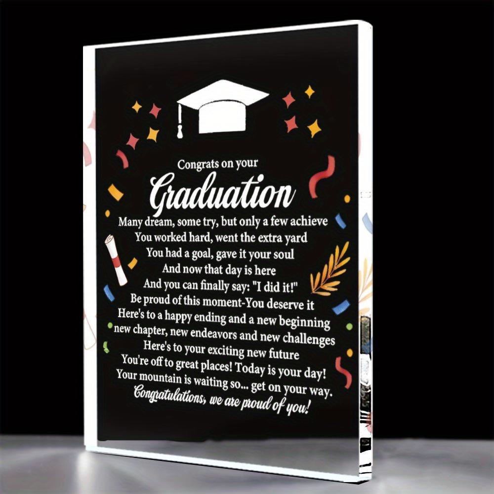 Graduation Motivational Acrylic Plaque - Inspirational Gift for Grads with Congrats Graduation Message, Perfect for School Opening or Commencement 14*10cm
Graduation Motivational Acrylic Plaque - Inspirational Gift for Grads with Congrats Graduation Message, Perfect for School Opening or Commencement 14*10cm