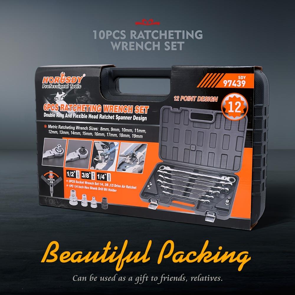 HORUSDY 10pcs Extra Long Flex-Head Ratcheting Wrench Set - Durable Chrome Vanadium Steel Metric Sizes 8mm-19mm 1Set чорний
HORUSDY 10pcs Extra Long Flex-Head Ratcheting Wrench Set - Durable Chrome Vanadium Steel Metric Sizes 8mm-19mm 1Set чорний