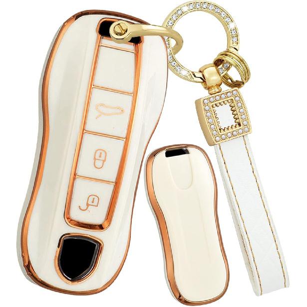 SANRILY Golden-edge 3 Button Smart Key Fob Cover Case Compatible with Porsche Macan 2020-2025 Cayenne Panamera 718 911 Keychain Holder Keyless Beige -B
SANRILY Golden-edge 3 Button Smart Key Fob Cover Case Compatible with Porsche Macan 2020-2025 Cayenne Panamera 718 911 Keychain Holder Keyless Beige -B