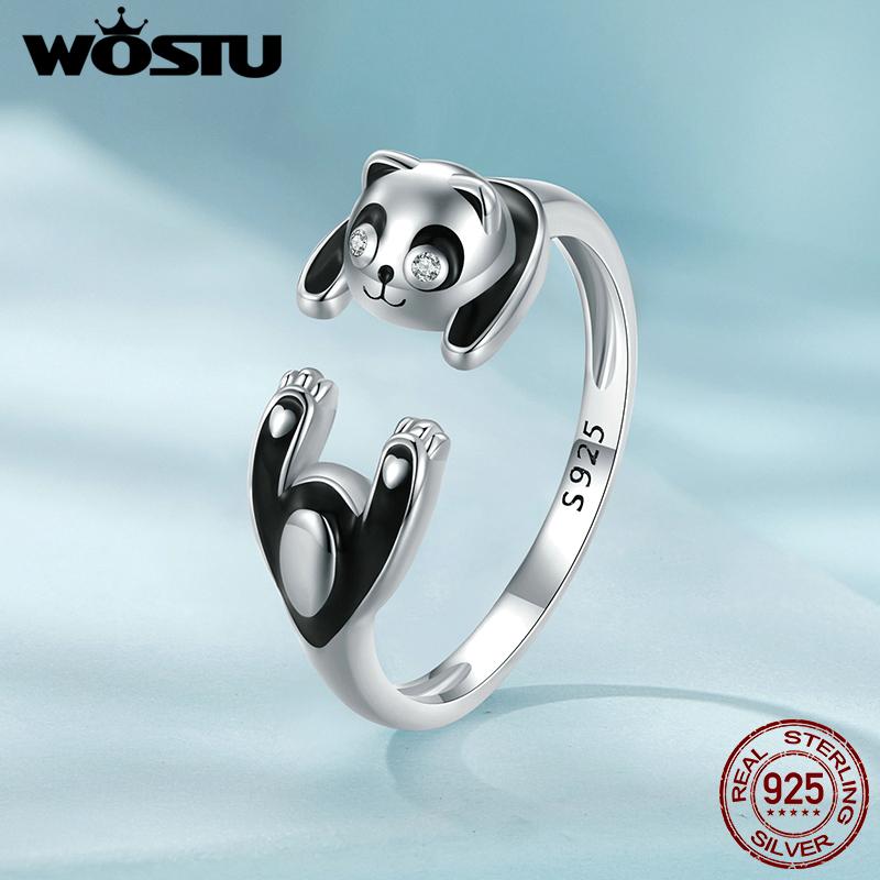 WOSTU стерлингового серебра 925 пробы, черно-белые открытые кольца с пандой, женские уникальные ювелирные изделия, милые китайские кольца с пандами в виде животных, подарок на день рождения для девочек 925 silver
WOSTU стерлингового серебра 925 пробы, черно-белые открытые кольца с пандой, женские уникальные ювелирные изделия, милые китайские кольца с пандами в виде животных, подарок на день рождения для девочек 925 silver