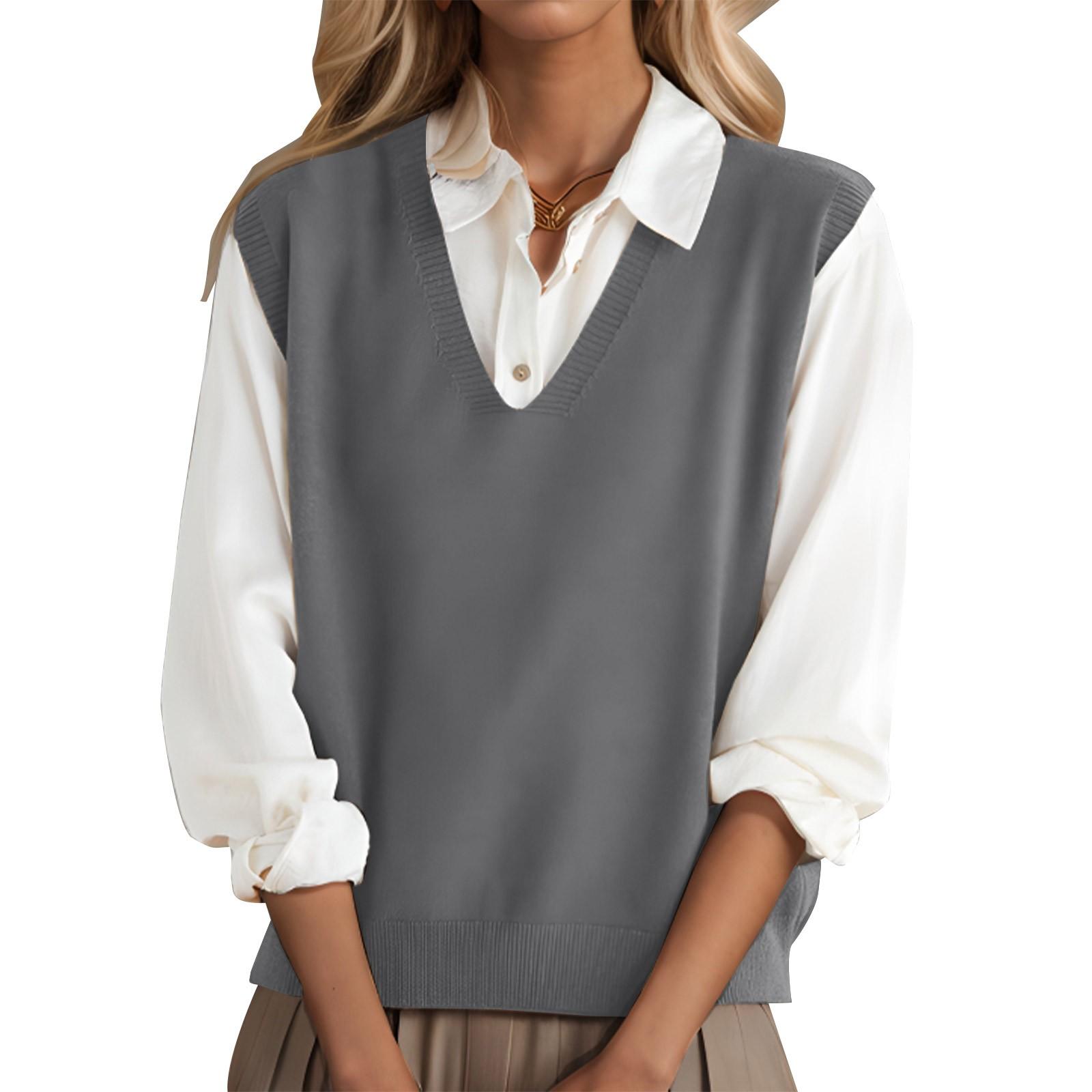 Модный вязаный жилет с V-образным вырезом для девочек, универсальный жилет, темперамент, повседневный свитер XXL
Модный вязаный жилет с V-образным вырезом для девочек, универсальный жилет, темперамент, повседневный свитер XXL