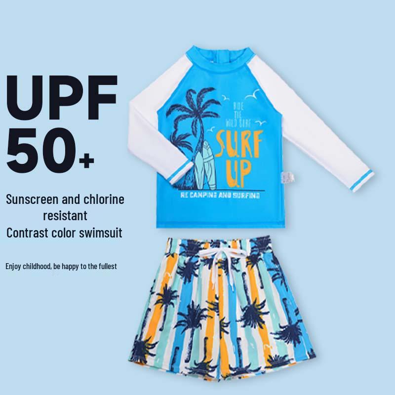 Kids Long Sleeve Swimsuit Set: Boys Summer Beachwear with Shorts - Sizes Small, Medium, Large 140 (Height 130cm, Weight 27kg max)
Kids Long Sleeve Swimsuit Set: Boys Summer Beachwear with Shorts - Sizes Small, Medium, Large 140 (Height 130cm, Weight 27kg max)