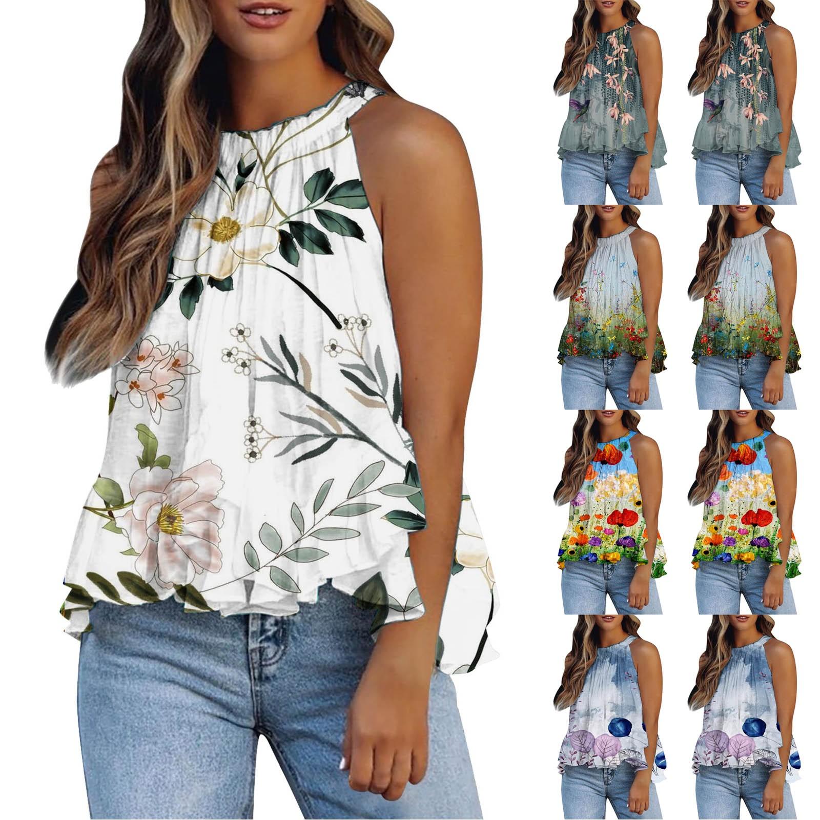 (Куниде) Женские повседневные безрукавки Halter Модные топы с принтом Футболки Футболка
(Куниде) Женские повседневные безрукавки Halter Модные топы с принтом Футболки Футболка