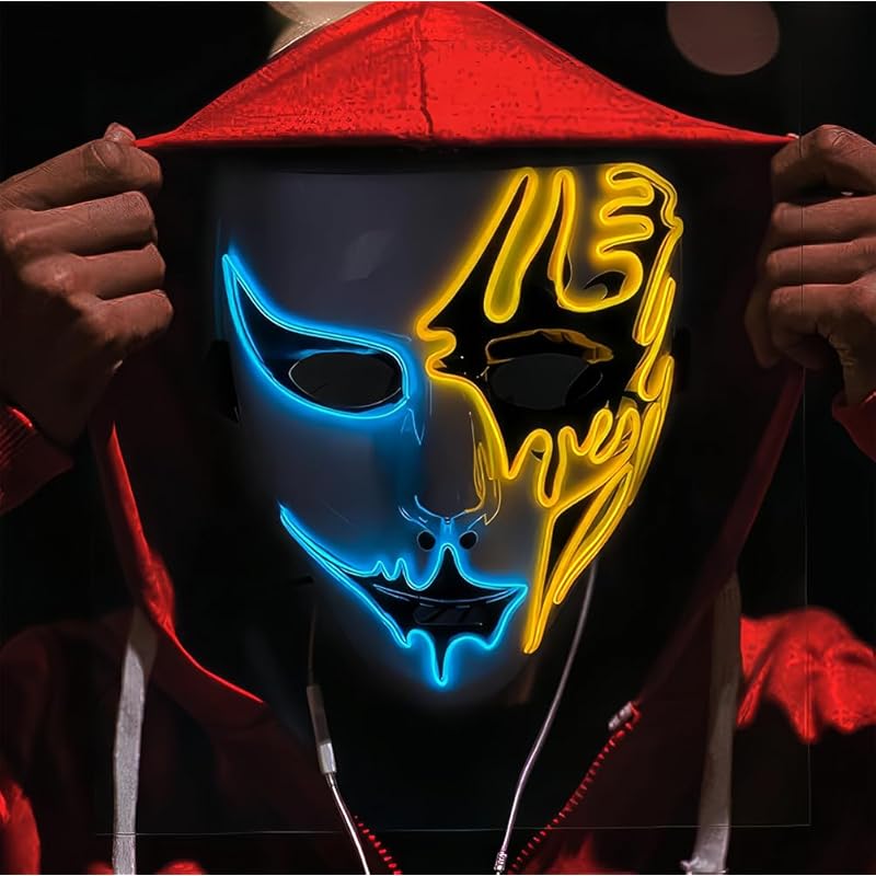 GOODLAND LED mask halloween mask LED mask halloween mask halloween clown masquerade party mask mask cosplay event Shining mask (blue and yellow)
GOODLAND LED mask halloween mask LED mask halloween mask halloween clown masquerade party mask mask cosplay event Shining mask (blue and yellow)