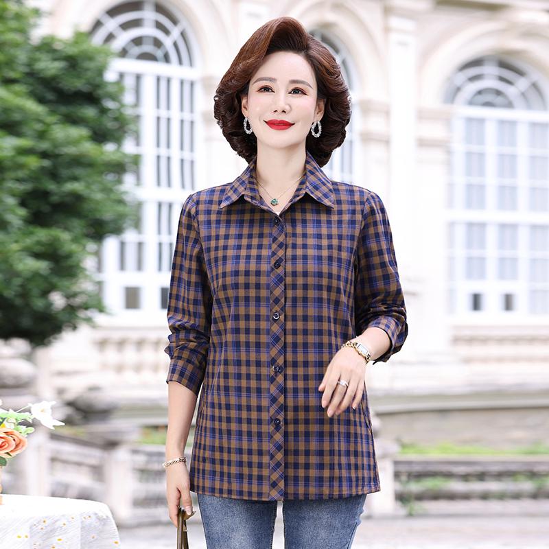 Mom s Plaid Cotton Shirt - Autumn Loose Fit Top for Women Aged 50-60 XL (90-105 jin)
Mom s Plaid Cotton Shirt - Autumn Loose Fit Top for Women Aged 50-60 XL (90-105 jin)