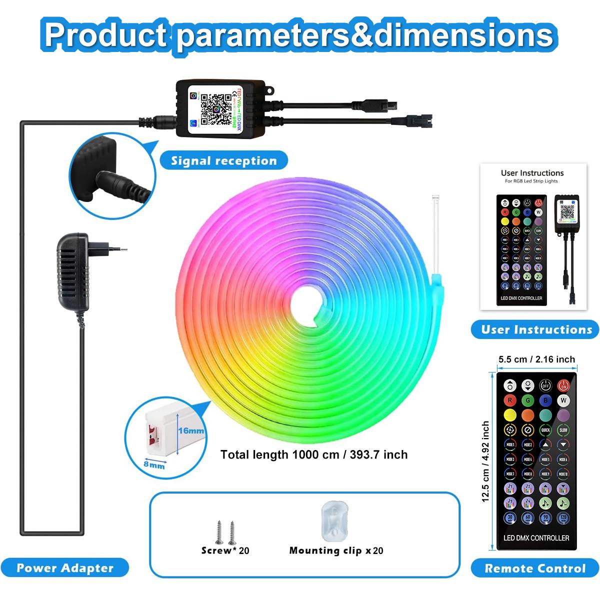 24V RGB Neon Strip Light 3/5/10M Led Waterproof Neon Rope Lights Bluetooth Remote Control Music Sync For Indoor Outdoor Gaming 3M
24V RGB Neon Strip Light 3/5/10M Led Waterproof Neon Rope Lights Bluetooth Remote Control Music Sync For Indoor Outdoor Gaming 3M