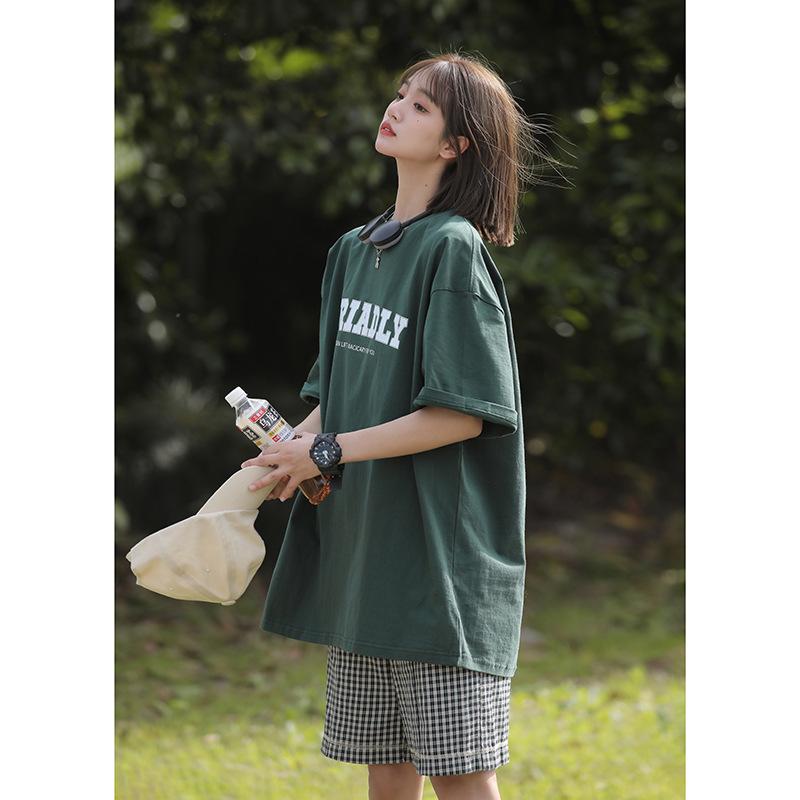 Fat mm American heavy cotton short-sleeved t-shirt women s summer loose meat covering and thin Hong Kong style chic top large size women s clothing 3XL темно-зелений колір
Fat mm American heavy cotton short-sleeved t-shirt women s summer loose meat covering and thin Hong Kong style chic top large size women s clothing 3XL темно-зелений колір