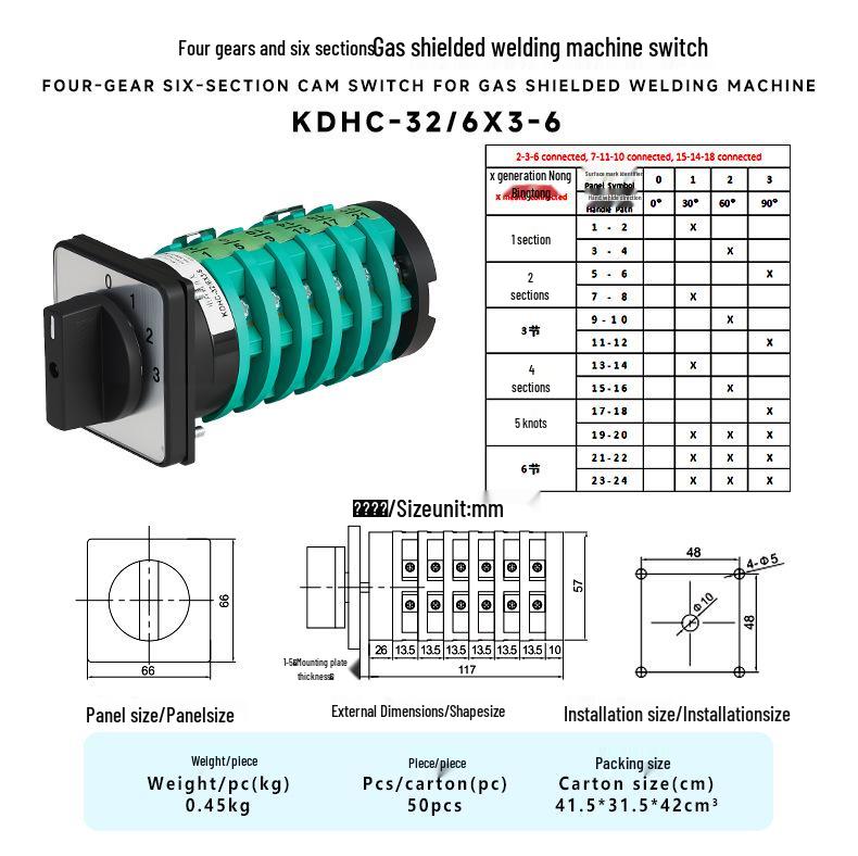 Zhuochao KDHC-32/6X3-6 Four-Speed Power-Saving Universal Welding Machine Switch
Zhuochao KDHC-32/6X3-6 Four-Speed Power-Saving Universal Welding Machine Switch