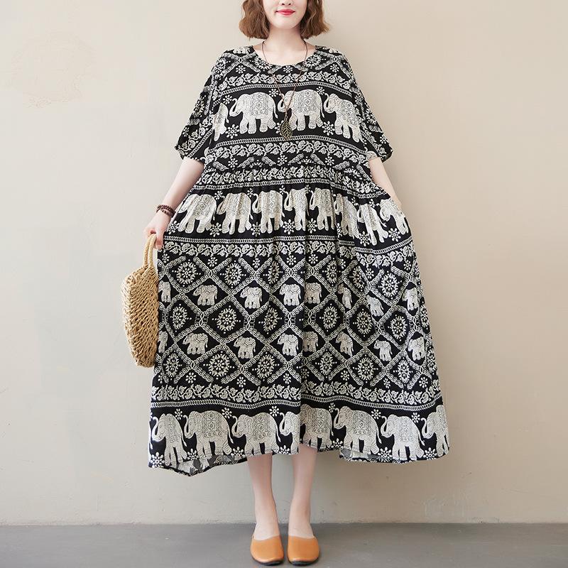 Summer cotton and silk flower ethnic style fat m big pendulum loose dress retro temperament long dress can wear 130kg women Large size average size
Summer cotton and silk flower ethnic style fat m big pendulum loose dress retro temperament long dress can wear 130kg women Large size average size