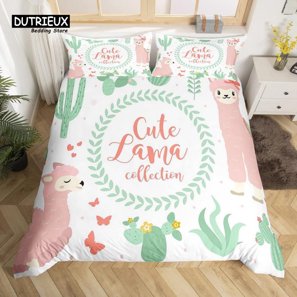 Cartoon Llama Alpaca Duvet Cover Cactus Bedding Set Cute Animal Comforter Cover Microfiber Botanical Bedspread Cover Twin Size EU single(135x200cm)
Cartoon Llama Alpaca Duvet Cover Cactus Bedding Set Cute Animal Comforter Cover Microfiber Botanical Bedspread Cover Twin Size EU single(135x200cm)