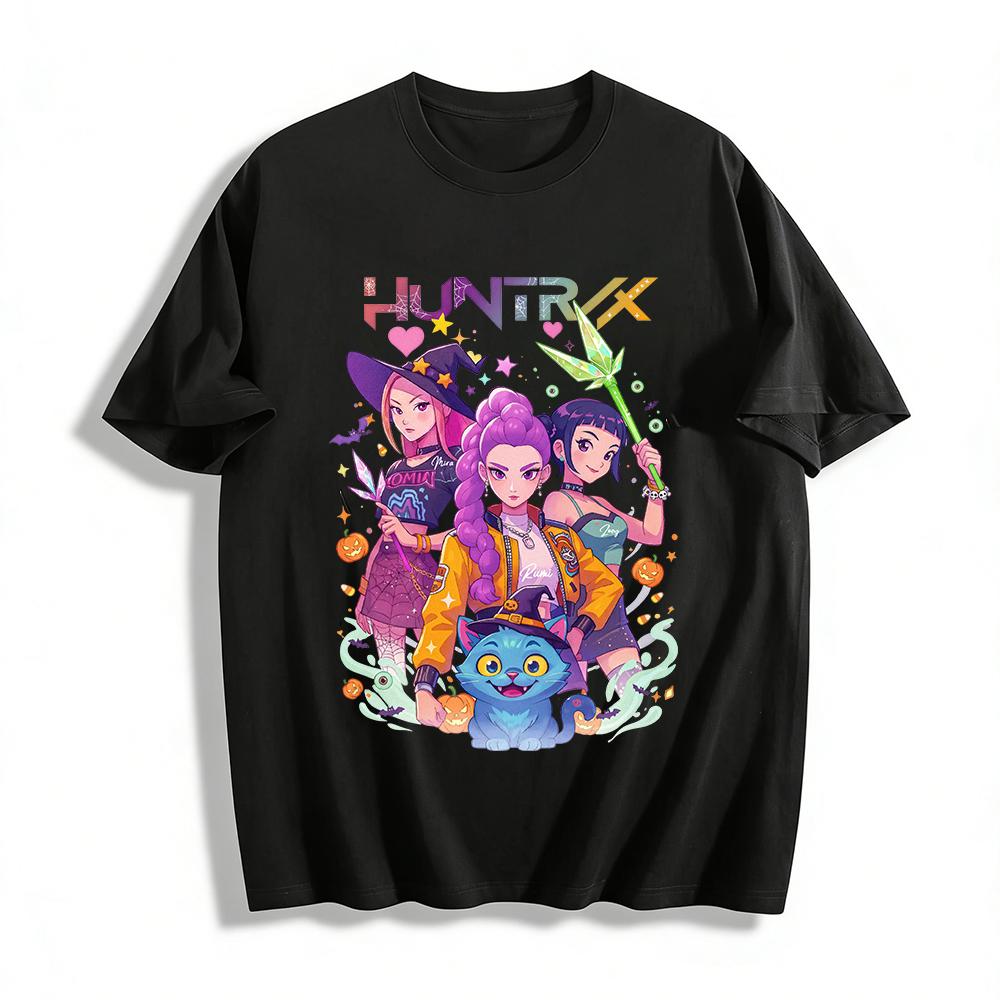 Halloween Huntrix Magical Girl & Blue Cat Print Top Trendy Anime Festival Casual T-Shirt Pure cotton T-shirt XXS
Halloween Huntrix Magical Girl & Blue Cat Print Top Trendy Anime Festival Casual T-Shirt Pure cotton T-shirt XXS
