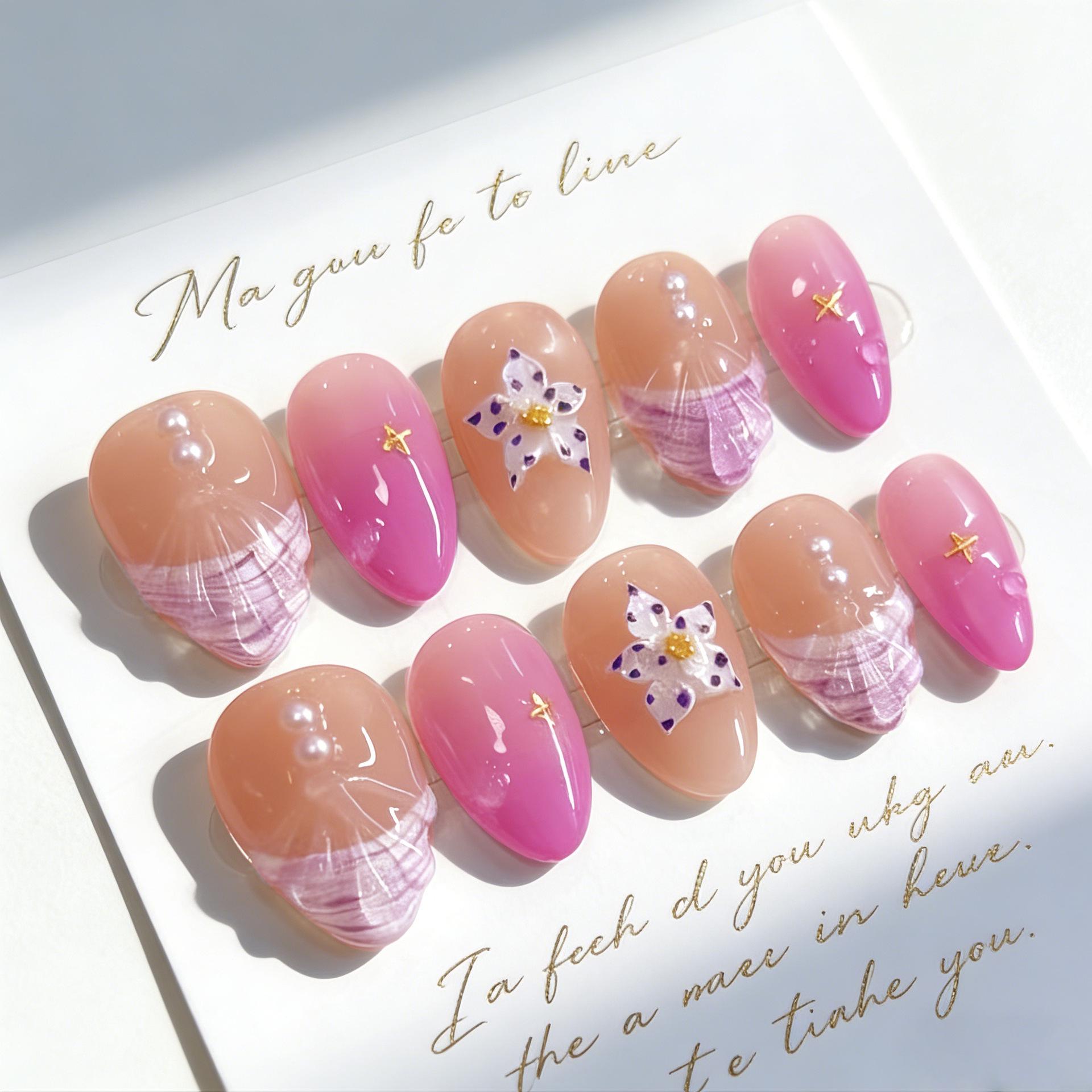 Purple Almond 3D Leopard & Starfish Press-On Nails - Short French, Handmade with Pearls, 30 Pieces Finished Strips (Three Sets Fully Diamond)
Purple Almond 3D Leopard & Starfish Press-On Nails - Short French, Handmade with Pearls, 30 Pieces Finished Strips (Three Sets Fully Diamond)