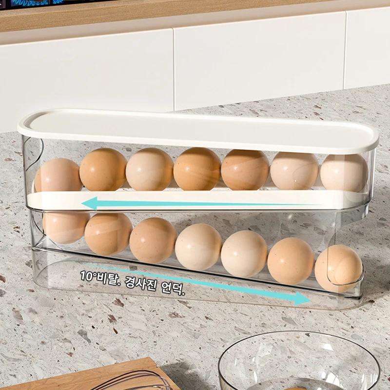 Slide Type Egg Carton Double Automatic Egg Roller Refrigerator Side Door Egg Storage Kitchen Countertop Egg Holder
Slide Type Egg Carton Double Automatic Egg Roller Refrigerator Side Door Egg Storage Kitchen Countertop Egg Holder