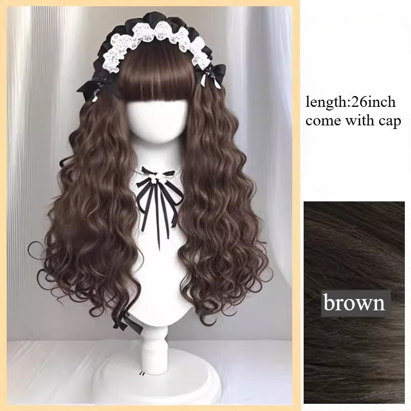 Orange Curly Wig with Bangs 24inch Cute Lolita Wig High Temperature Fibers Fake Hair Synthetic Wigs for Cosplay Peruca Lolita (brown,26inches&1pc)
Orange Curly Wig with Bangs 24inch Cute Lolita Wig High Temperature Fibers Fake Hair Synthetic Wigs for Cosplay Peruca Lolita (brown,26inches&1pc)