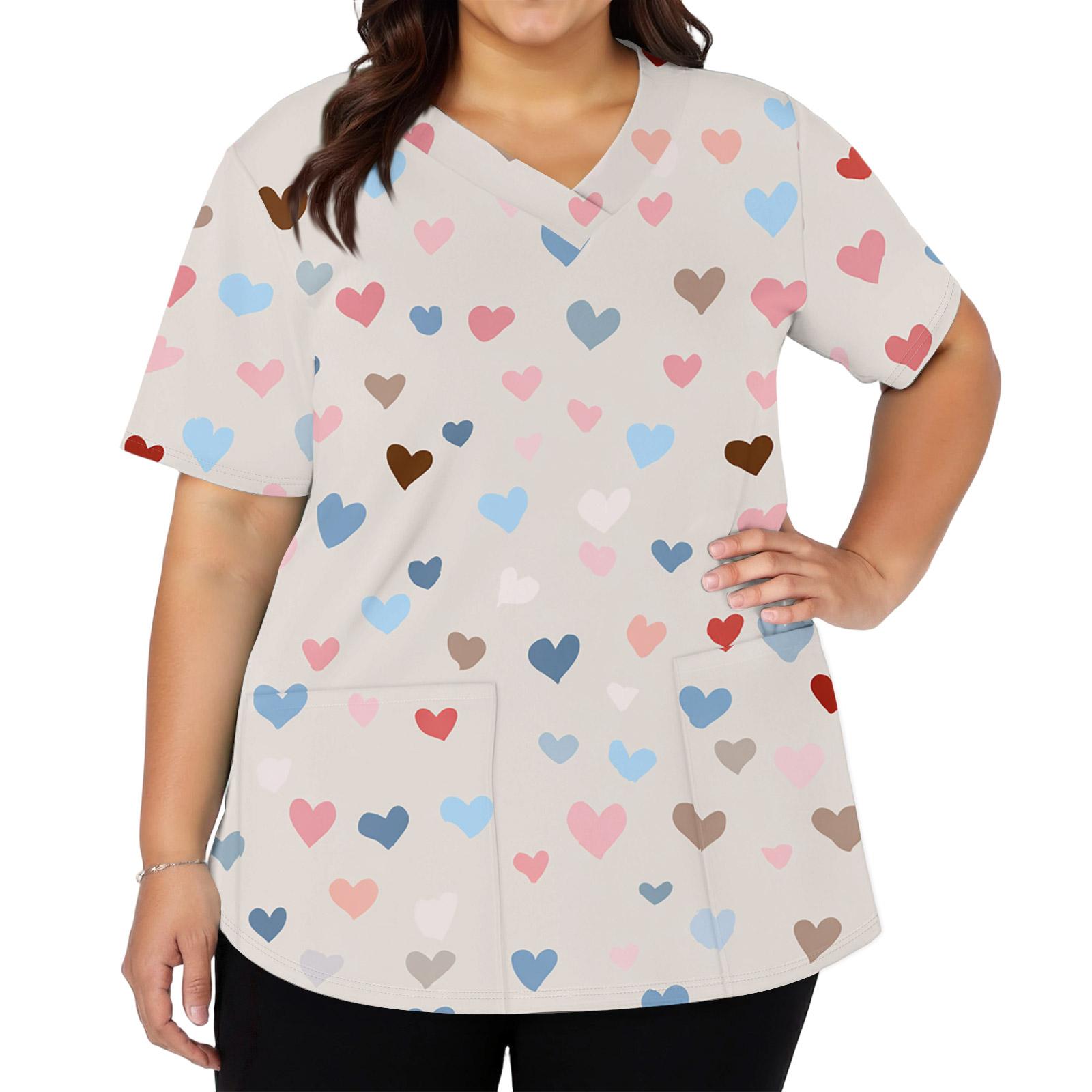 Women s Fashionable V-neck Short-Sleeved Work Top With Side Slits, Pockets, And Decorated With Valentine s Day Heart Elements And Heart Prints. XXXXL білий
Women s Fashionable V-neck Short-Sleeved Work Top With Side Slits, Pockets, And Decorated With Valentine s Day Heart Elements And Heart Prints. XXXXL білий