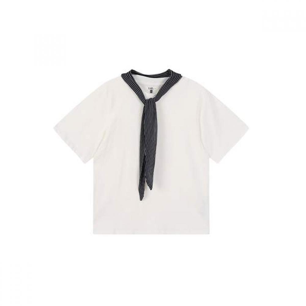 Lap Scarf DeTail ShorT Sleeve T shirT as2cT421 IV (ivory)/FF
Lap Scarf DeTail ShorT Sleeve T shirT as2cT421 IV (ivory)/FF