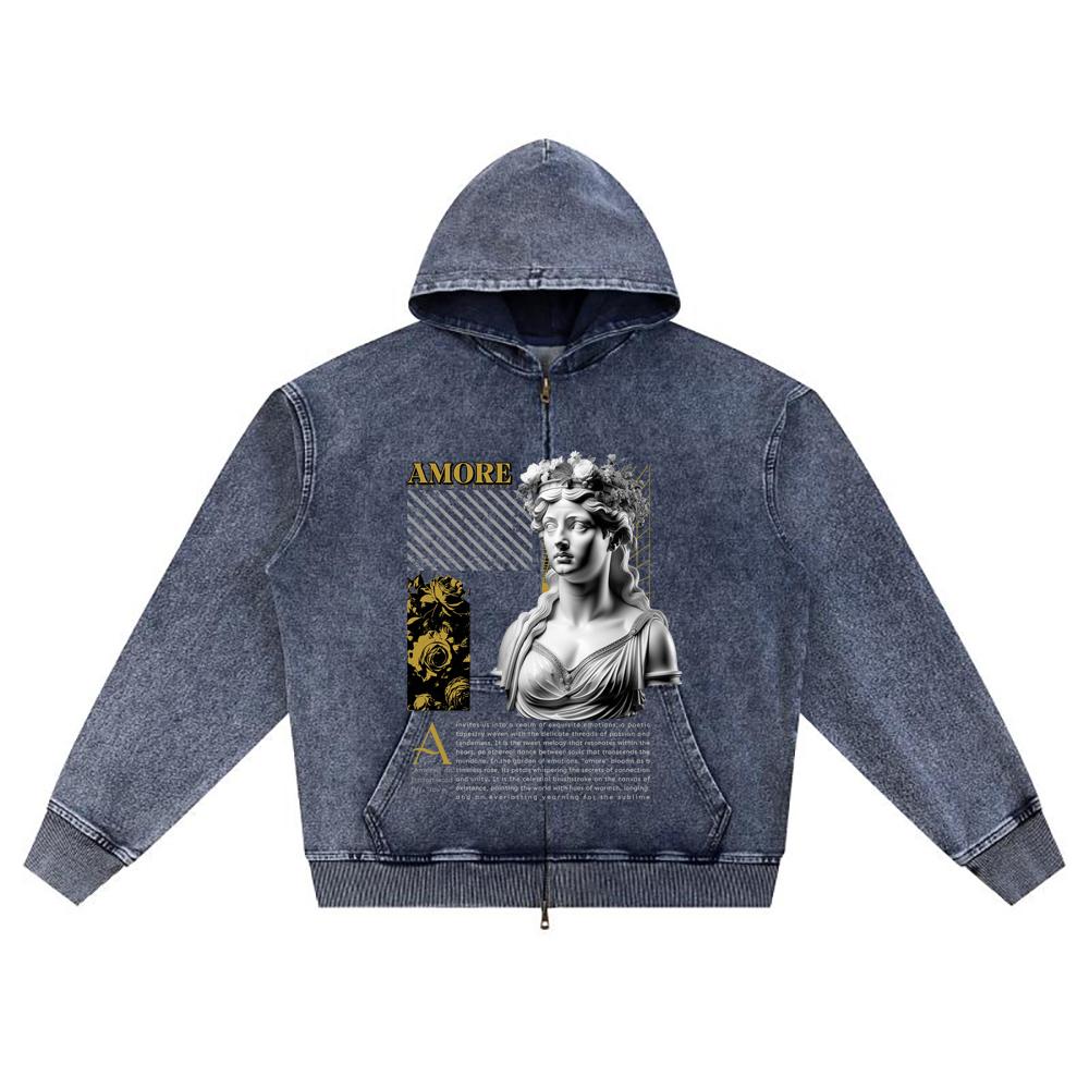 DTG print Knitted Denim Zip-Up Hoodie Amore Brother Print Zipper Hoodies XL
DTG print Knitted Denim Zip-Up Hoodie Amore Brother Print Zipper Hoodies XL