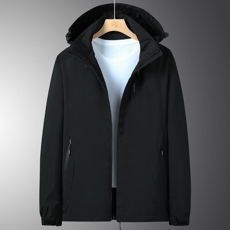 Женская куртка штурмовика весна/осень с капюшоном ветрозащитная водонепроницаемая повседневная куртка для активного отдыха однотонная модная съемная куртка 4XL чёрный