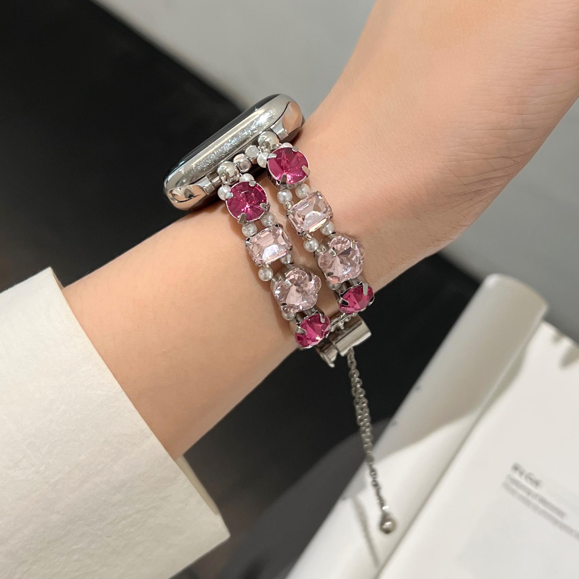 For Apple Watch Series 10 42mm/9 8 7 41mm/SE (2023) SE (2022) SE 6 5 4 40mm/3 2 1 38mm Jewelry Wristband Rhinestone Bracelet Pink
For Apple Watch Series 10 42mm/9 8 7 41mm/SE (2023) SE (2022) SE 6 5 4 40mm/3 2 1 38mm Jewelry Wristband Rhinestone Bracelet Pink