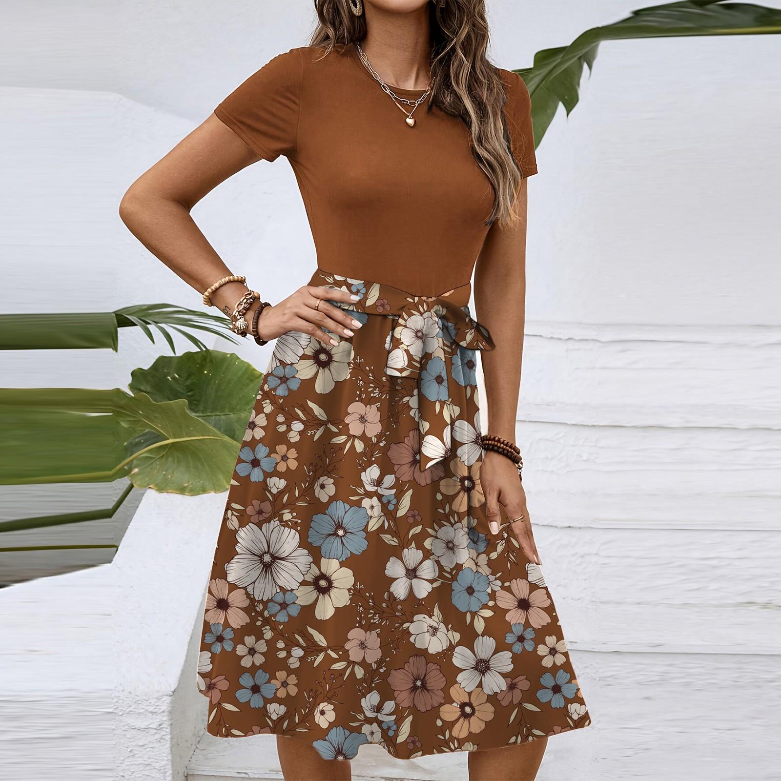 Женское модное ретро-платье с принтом и цветным поясом M кофейный
Женское модное ретро-платье с принтом и цветным поясом M кофейный