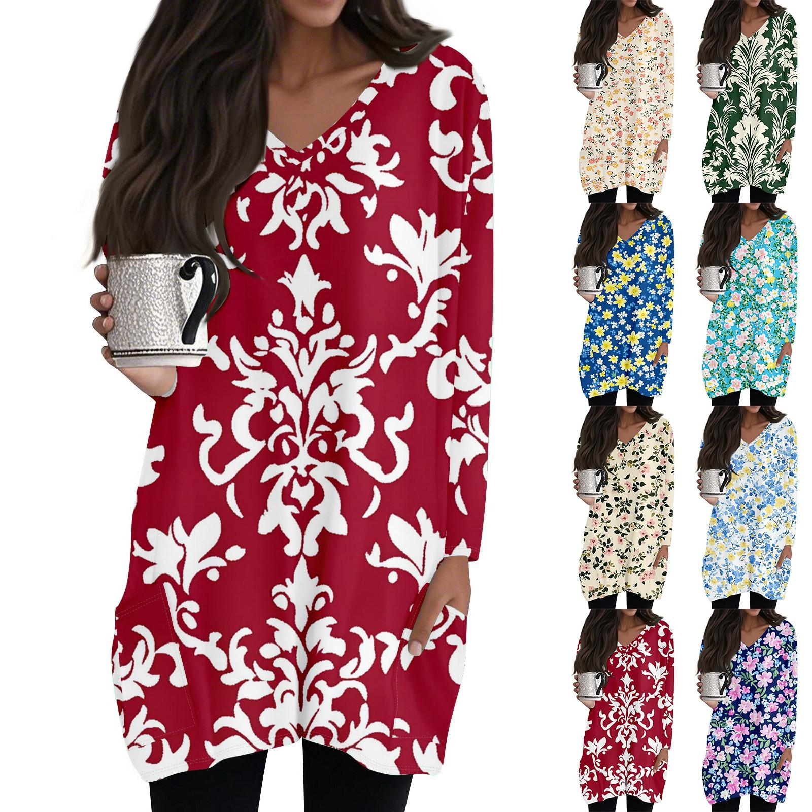 Ladies Casual And Fashionable V-neck Floral Print Mid Length Pocket Long Sleeved Top S білий
Ladies Casual And Fashionable V-neck Floral Print Mid Length Pocket Long Sleeved Top S білий