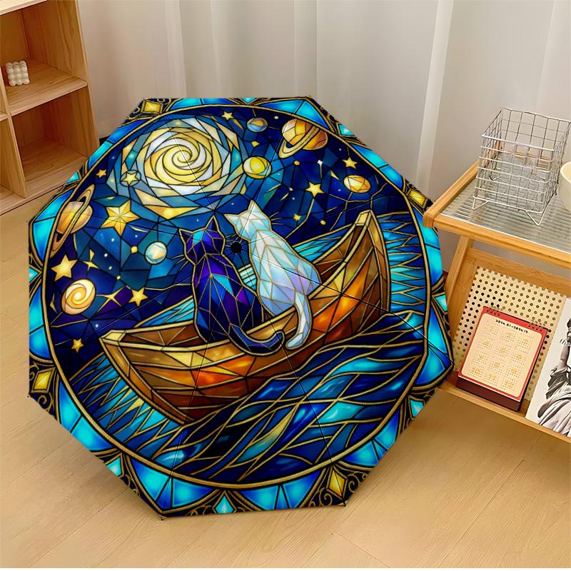 Stained Glass Cats and Cherry Blossoms Printed umbrella windproof folding umbrella portable sun and rain umbrella suitable for gifting
Stained Glass Cats and Cherry Blossoms Printed umbrella windproof folding umbrella portable sun and rain umbrella suitable for gifting