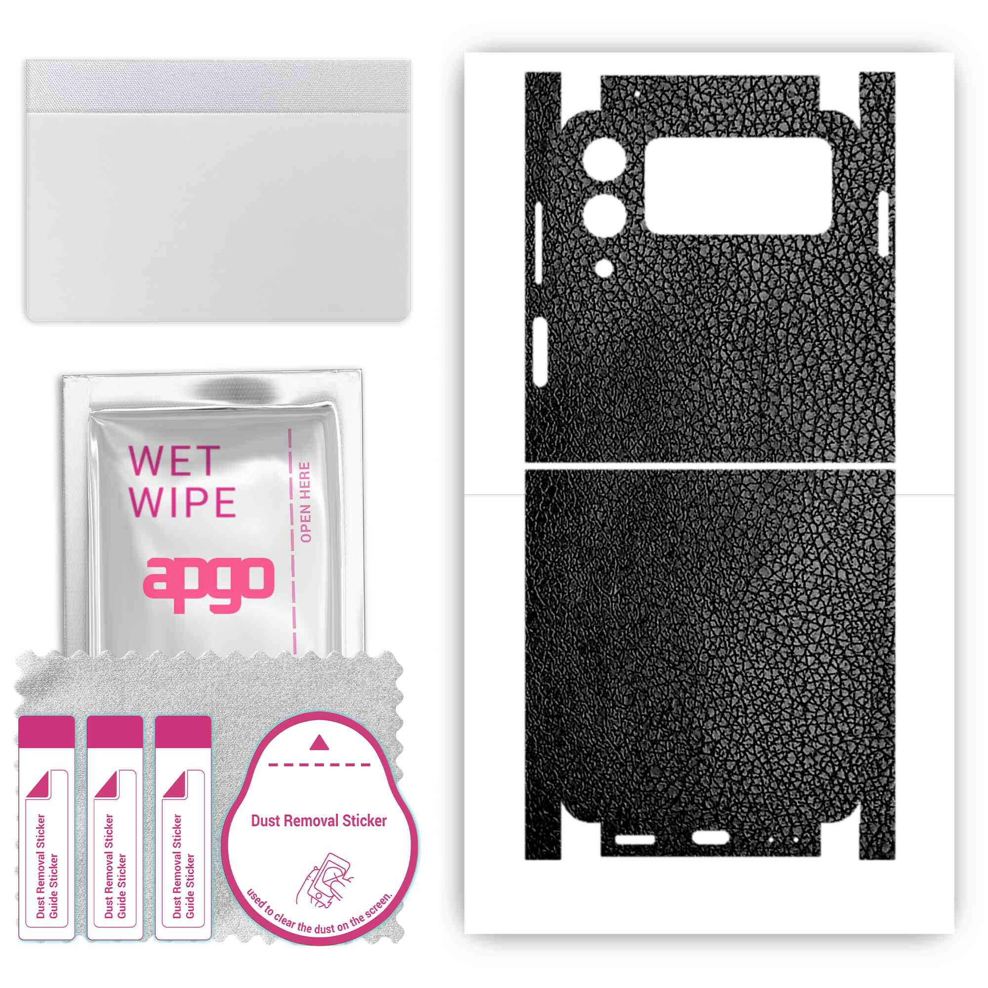 Apgo Protective Skin Sticker for the back+sides compatible with Samsung Galaxy Z Flip 3, Full Wrap Film, Foil, Vinyl - Pattern Black Leather
Apgo Protective Skin Sticker for the back+sides compatible with Samsung Galaxy Z Flip 3, Full Wrap Film, Foil, Vinyl - Pattern Black Leather