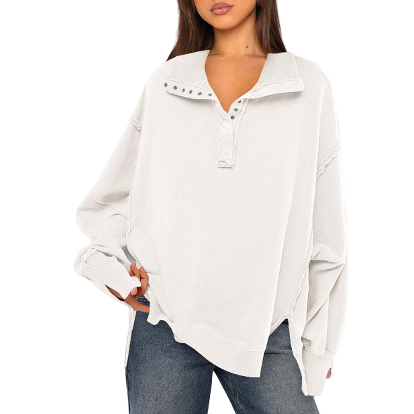 Женские негабаритные пуловеры со свободными рукавами и воротником на пуговицах, толстовки, топы S белый
Женские негабаритные пуловеры со свободными рукавами и воротником на пуговицах, толстовки, топы S белый