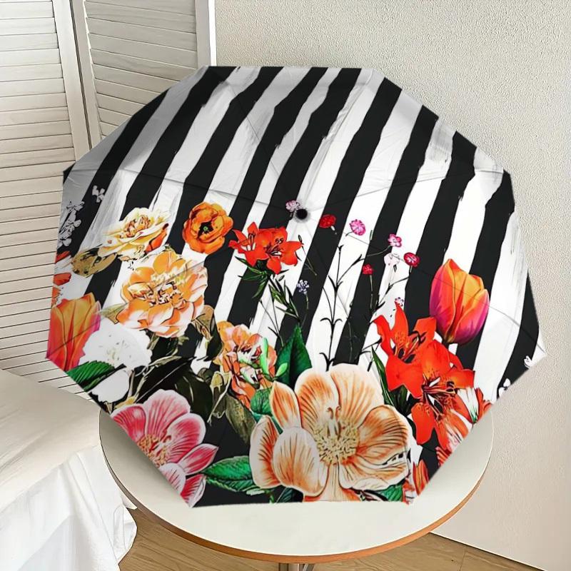 1pc Striped Floral Pattern Umbrella with Plastic Handle,Suitable for All Seasons Home Travel Outdoor UmbrellaDD1641
1pc Striped Floral Pattern Umbrella with Plastic Handle,Suitable for All Seasons Home Travel Outdoor UmbrellaDD1641