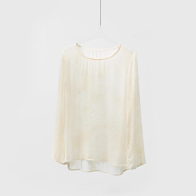 Mulberry Silk Velvet Flared Long Sleeve Top - Semi-Sheer Round Neck Cover-up for Autumn L слоновая кость/белый
Mulberry Silk Velvet Flared Long Sleeve Top - Semi-Sheer Round Neck Cover-up for Autumn L слоновая кость/белый