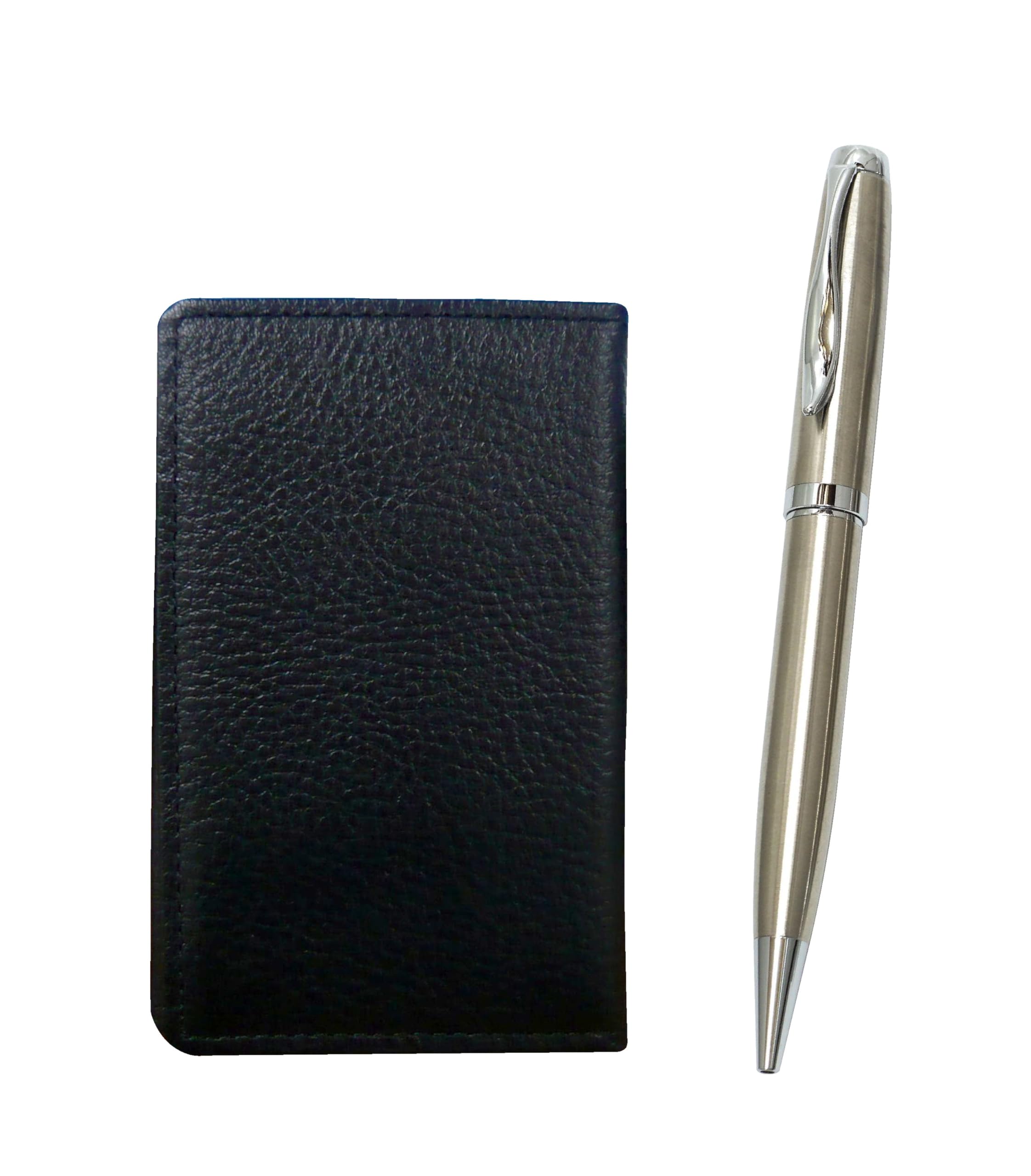 Grained cowhide black business card holder Elegant silver rotating ballpoint pen set MEIB-LF01CB
Grained cowhide black business card holder Elegant silver rotating ballpoint pen set MEIB-LF01CB