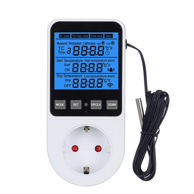 Digital Temperature Controller Socket Thermostat EU Plug 220V With Timer Switch Heating Cooling For Refrigerator Aquaculture with backlight
Digital Temperature Controller Socket Thermostat EU Plug 220V With Timer Switch Heating Cooling For Refrigerator Aquaculture with backlight