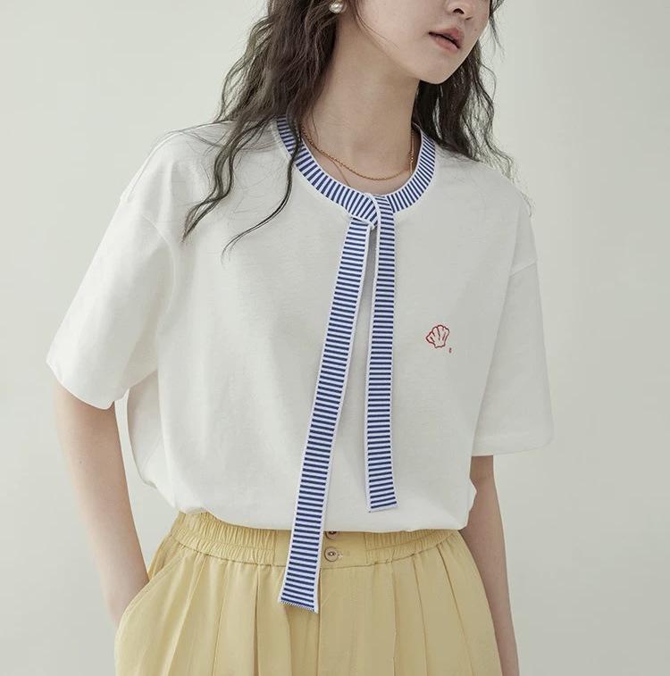 Beidao Embroidered French-Style Color Block Tie T-Shirt - Women s Summer Short Sleeve Large білий
Beidao Embroidered French-Style Color Block Tie T-Shirt - Women s Summer Short Sleeve Large білий