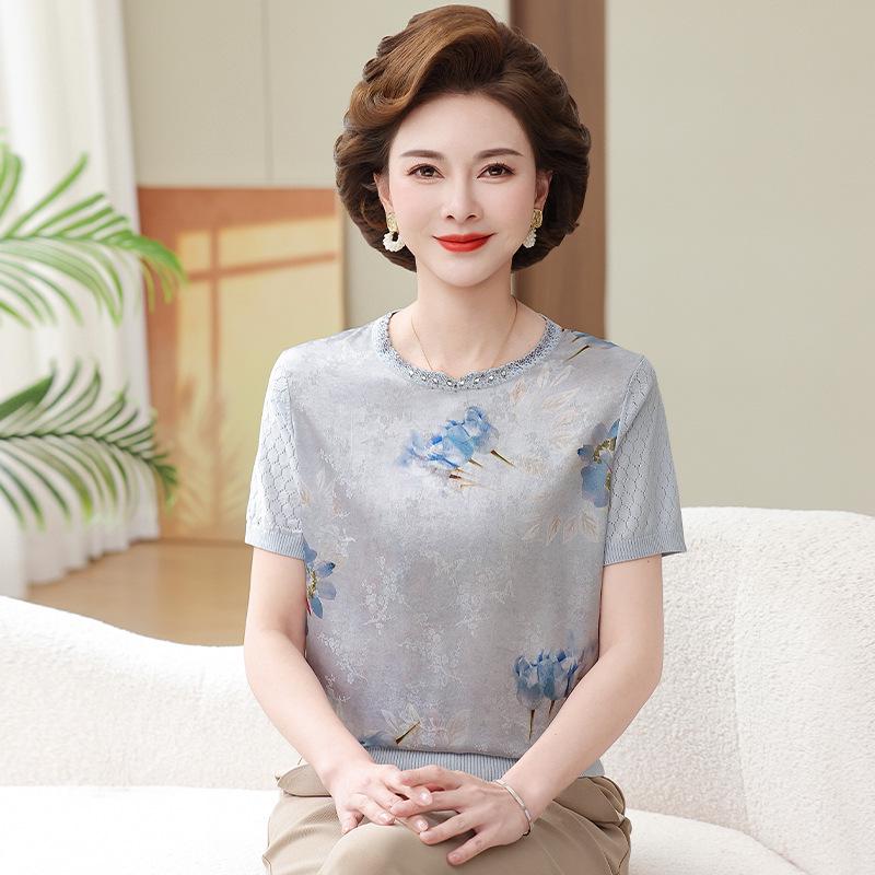 Mom s Summer Knit Ice Silk Blouse - 2026 Fashion for Middle-Aged & Elderly Women, Stylish Mulberry Silk T-Shirt XL (Recommended 100-110 jin)
Mom s Summer Knit Ice Silk Blouse - 2026 Fashion for Middle-Aged & Elderly Women, Stylish Mulberry Silk T-Shirt XL (Recommended 100-110 jin)