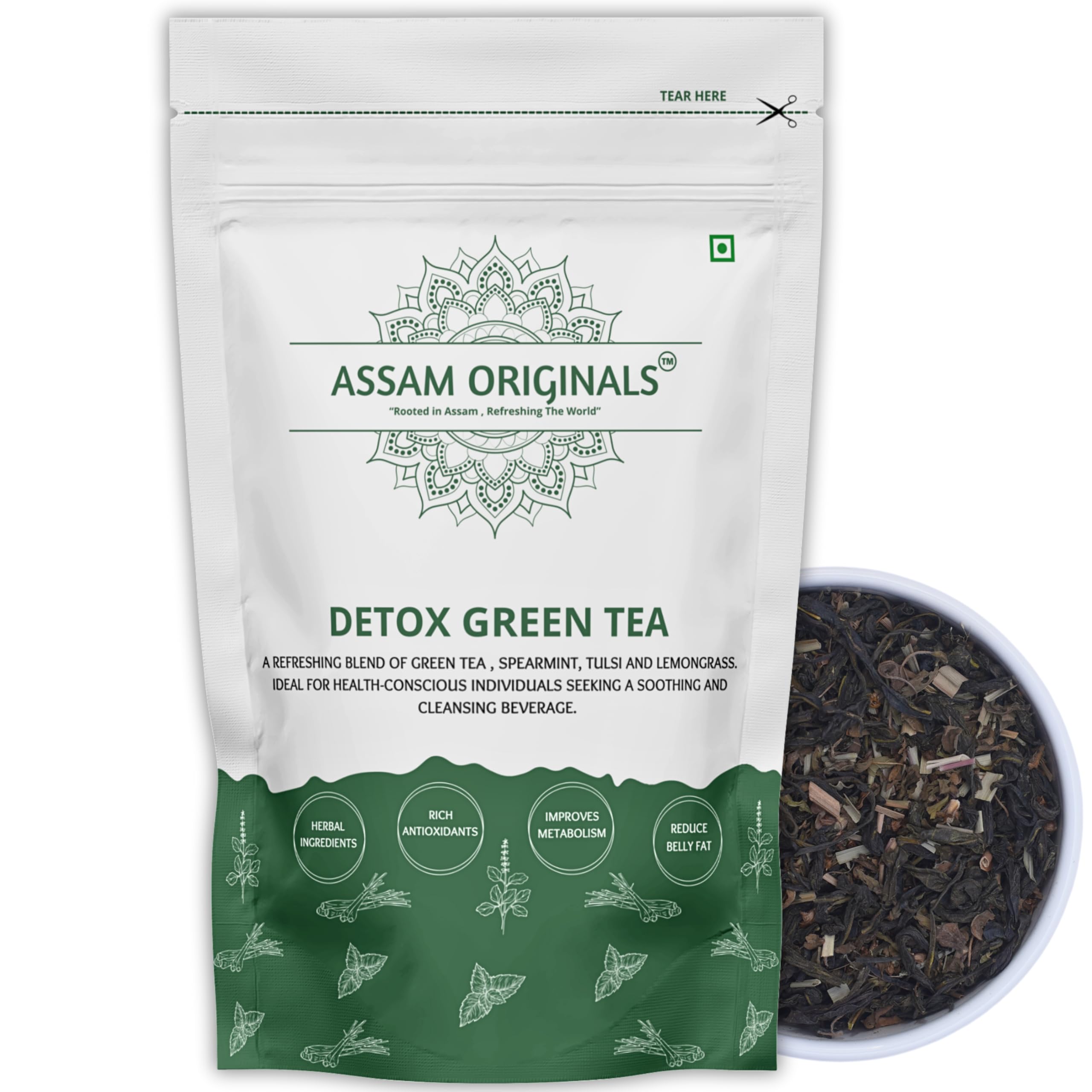 Assam Originals Detox Green Tea | Flushes Out Toxins & Reduces Belly Fat | Loose Leaves Herbal Tea | 100% Natural | Rich in Antioxidants | 100g
Assam Originals Detox Green Tea | Flushes Out Toxins & Reduces Belly Fat | Loose Leaves Herbal Tea | 100% Natural | Rich in Antioxidants | 100g